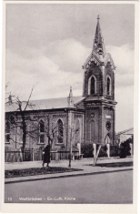 Kościół ewangelicki. Fot. N. Fufajew, Koło. Lata 1940–1945. Ze zbiorów Muzeum Technik Ceramicznych w Kole.