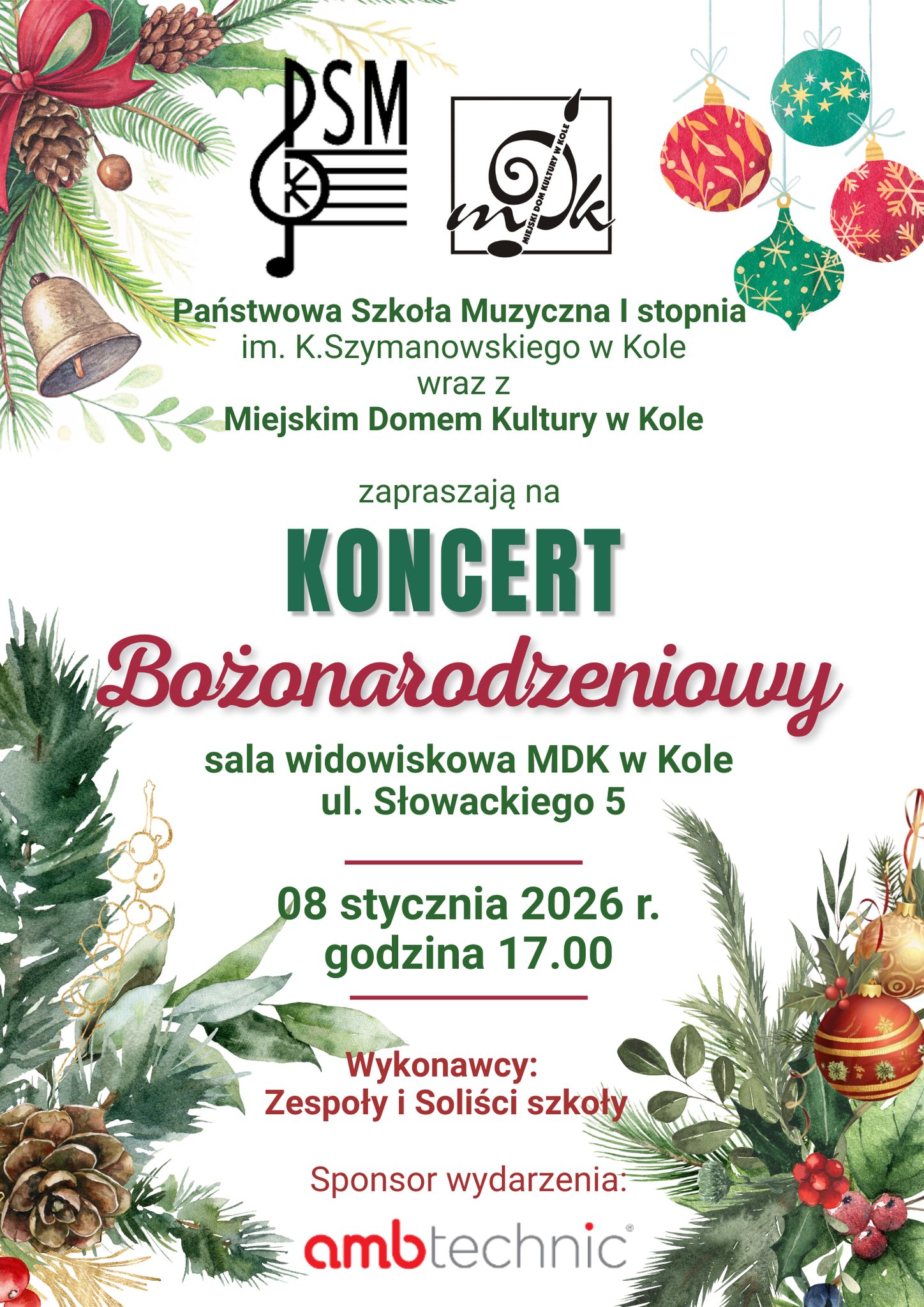 Koncert Bożonarodzeniowy PSM w Kole