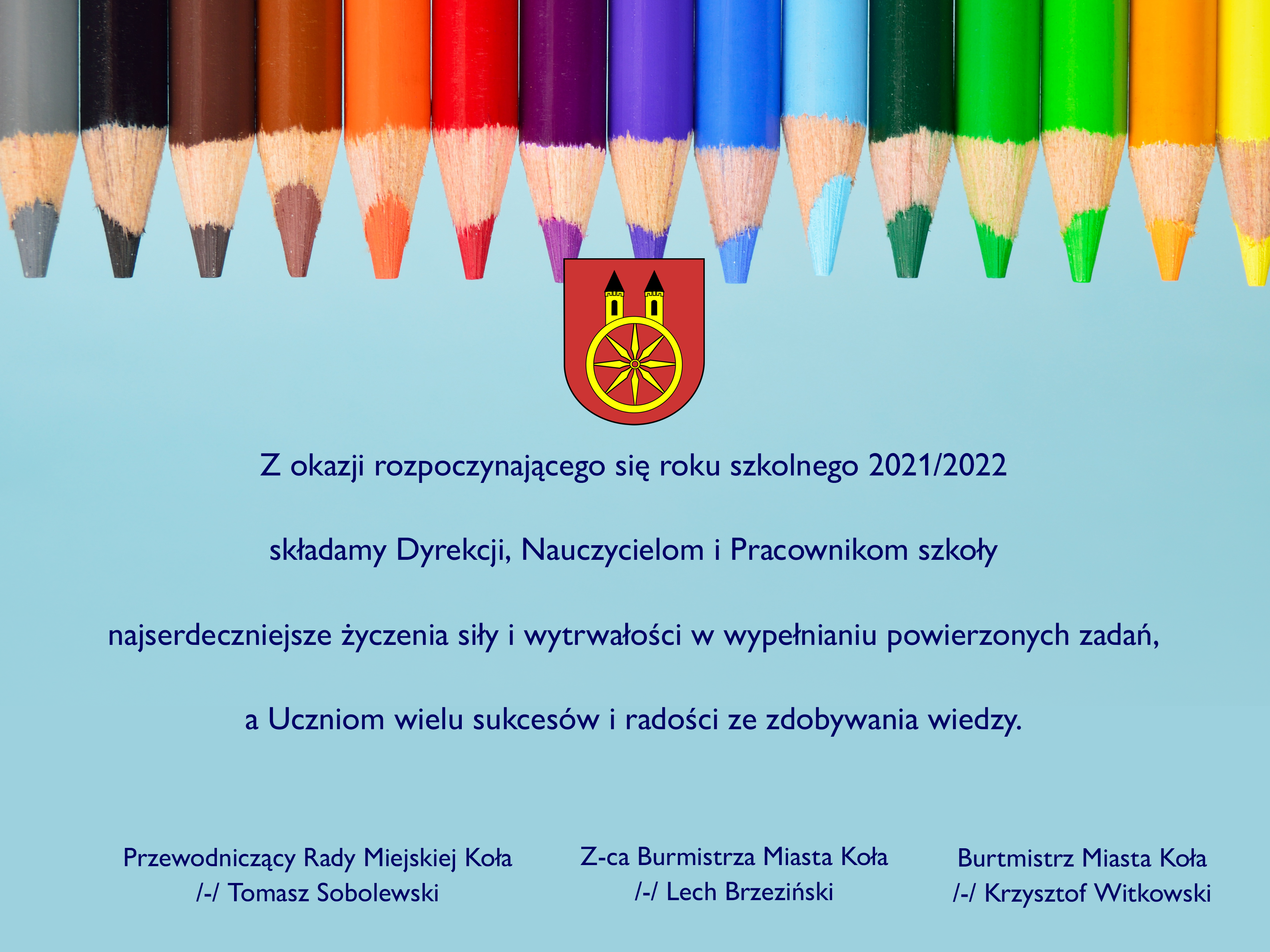 Plansza, Życzenia z okazji rozpoczęcia roku szkolnego 2021/2022, tekst pod planszą.