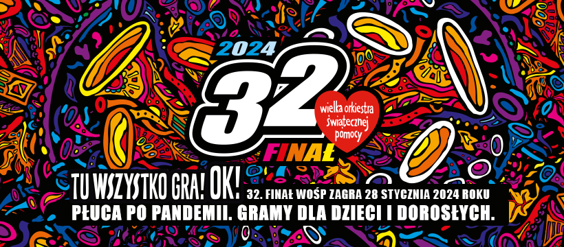 Grafika 32. Finału WOŚP z hasłem tegorocznego Finału Płuca po pandemii