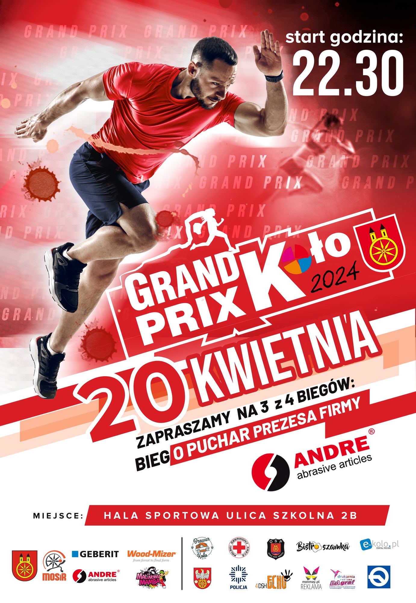 Plakat Grand Prix Koło 2024, trzeci biegów o Puchar Prezesa Firmy Andre Abrasive Articles