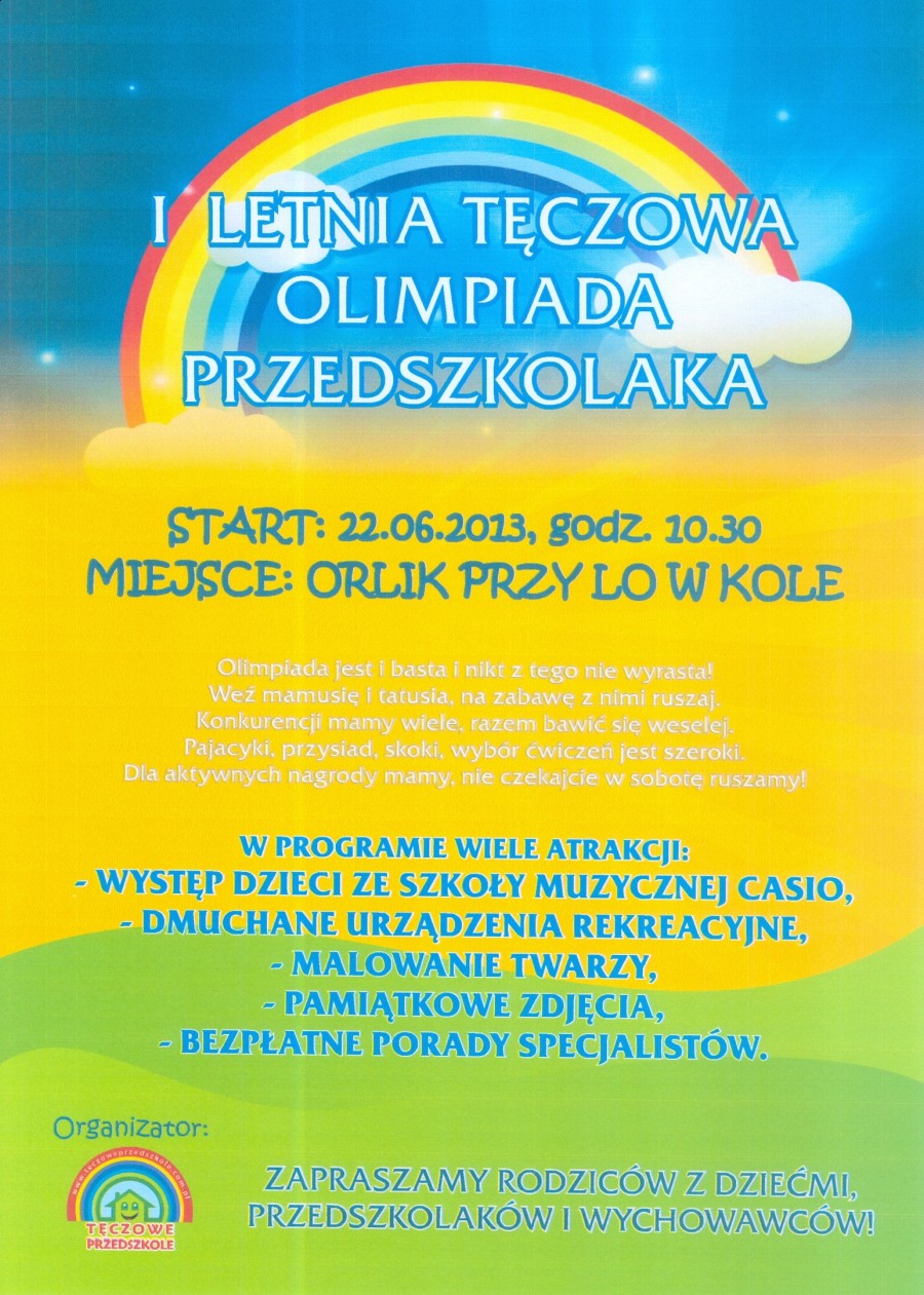 I Letnia Tęczowa Olimpiada Przedszkolaka