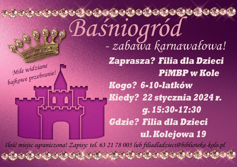 Infografika, Baśniogród - zabawa karnawałowa!, tekst pod infografiką.