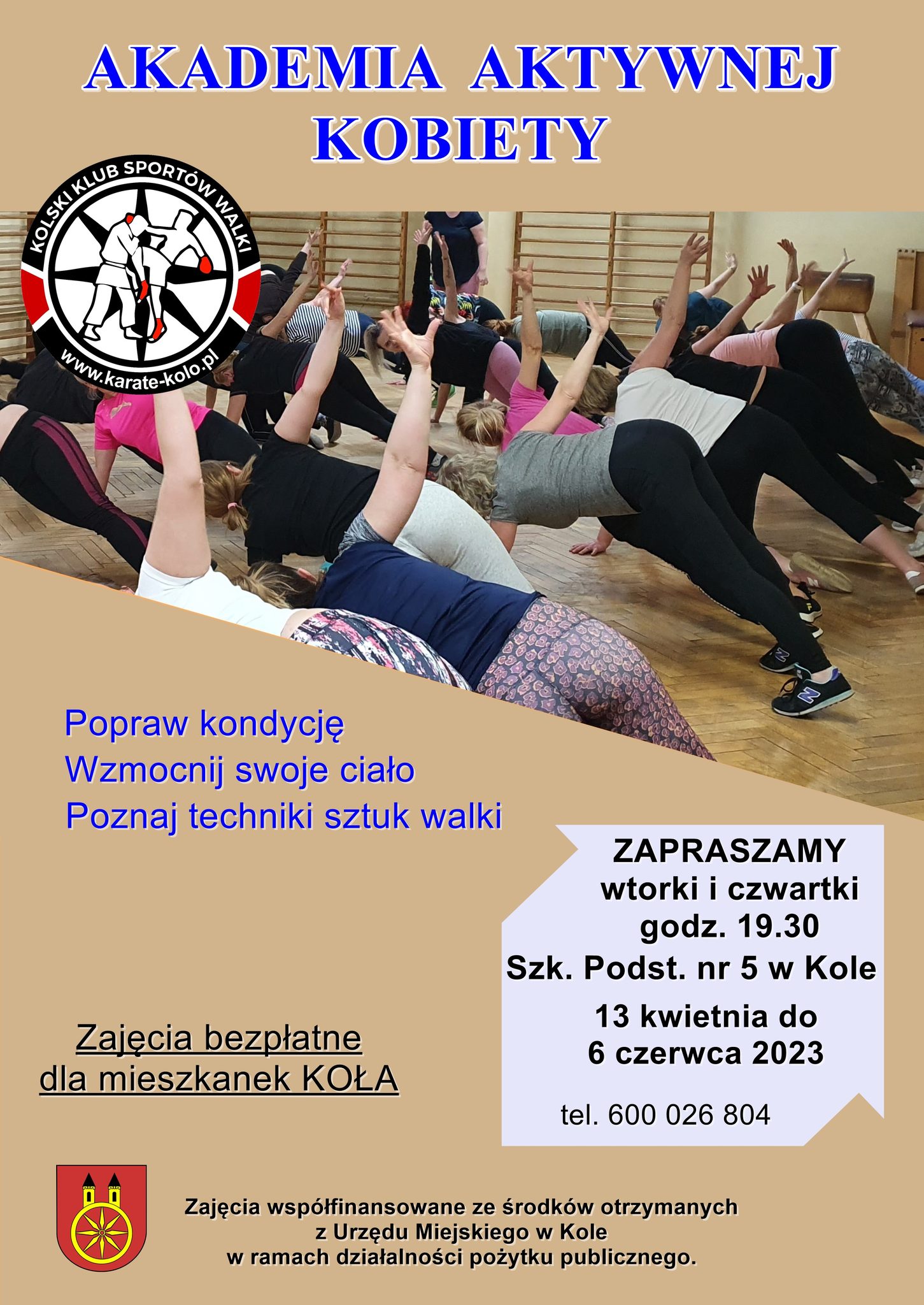 Plakat Akademia Aktywnej Kobiety, tekst pod plakatem.