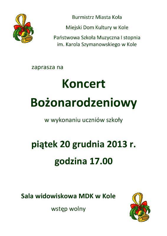 Koncert Bożonarodzeniowy w MDK w Kole