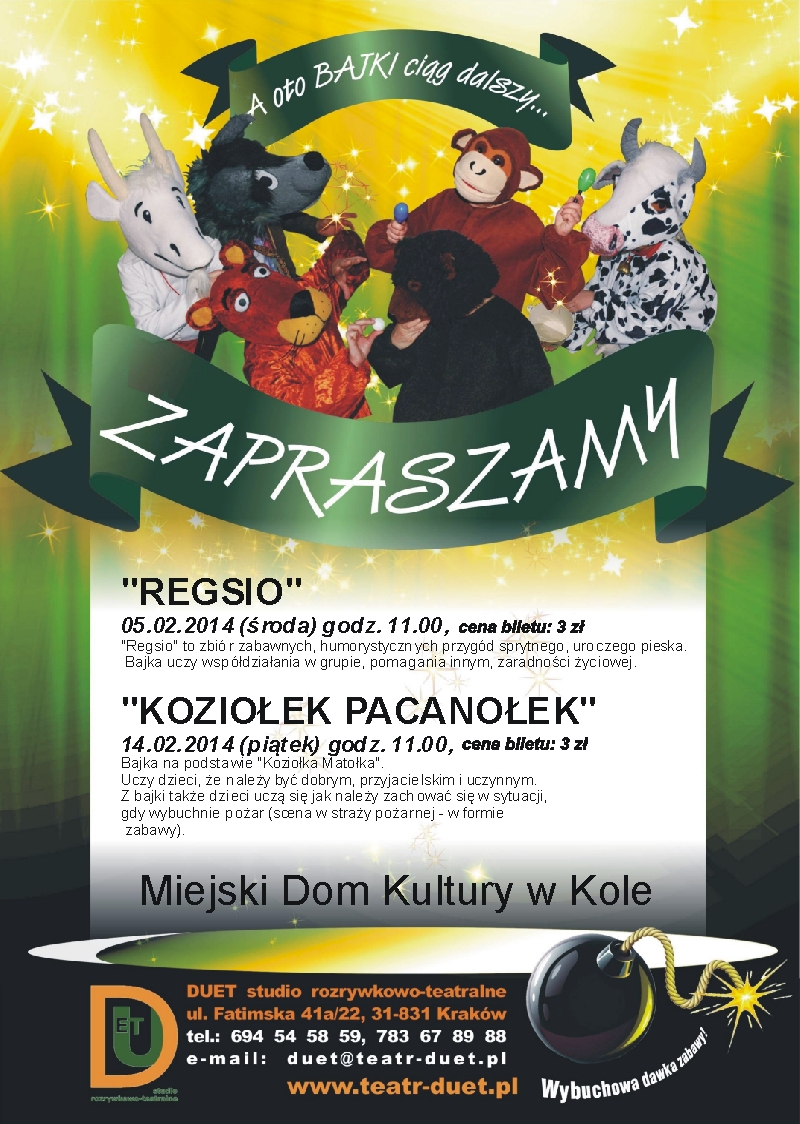 Feryjne spektakle dla dzieci "REGSIO"