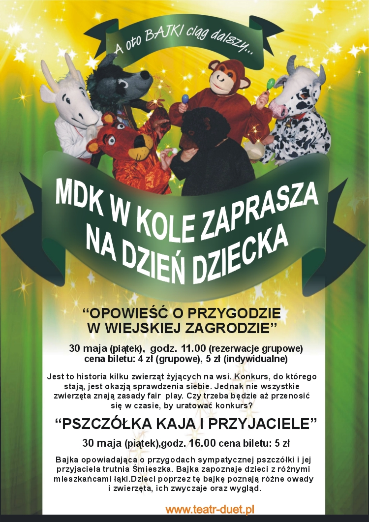 Dzień Dziecka w MDK: spektakle dla dzieci TEATRU “DUET” Z KRAKOWA