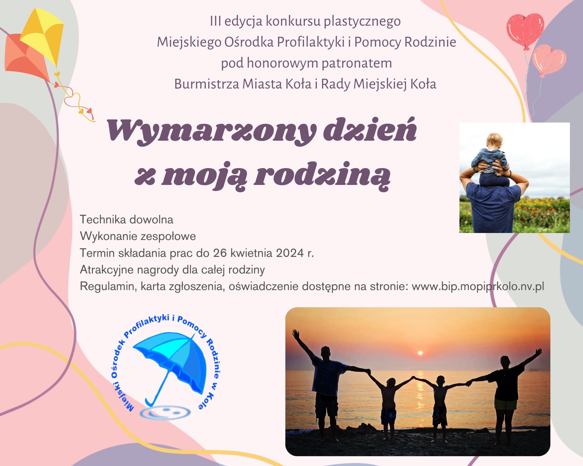 Plakat konkursu plastycznego Wymarzony dzień z moją rodziną