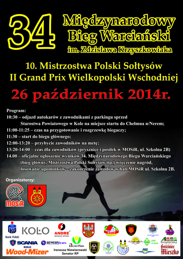 Zapraszamy na 34. Międzynarodowy Bieg Warciański