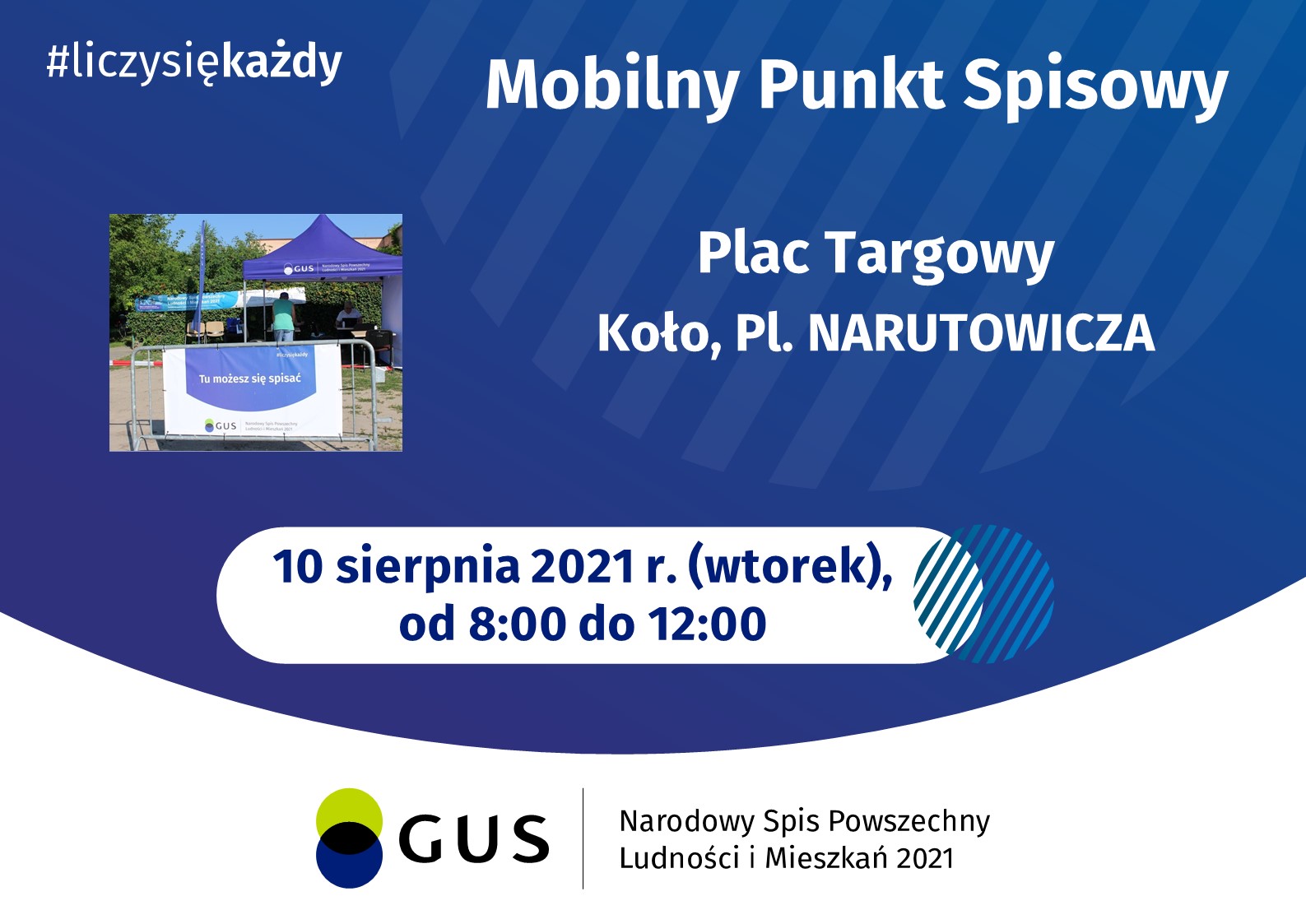 Plansza NSP 2021 Mobilny Punkt Spisowy, tekst pod planszą.