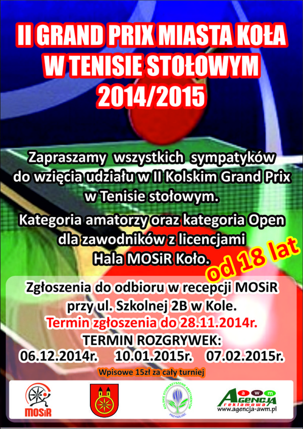 II Grand Prix w Tenisie Stołowym - ruszyły zapisy