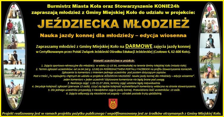 Infografika JEŹDZIECKA MŁODZIEŻ - Nauka jazdy konnej dla młodzieży – edycja wiosenna 2024