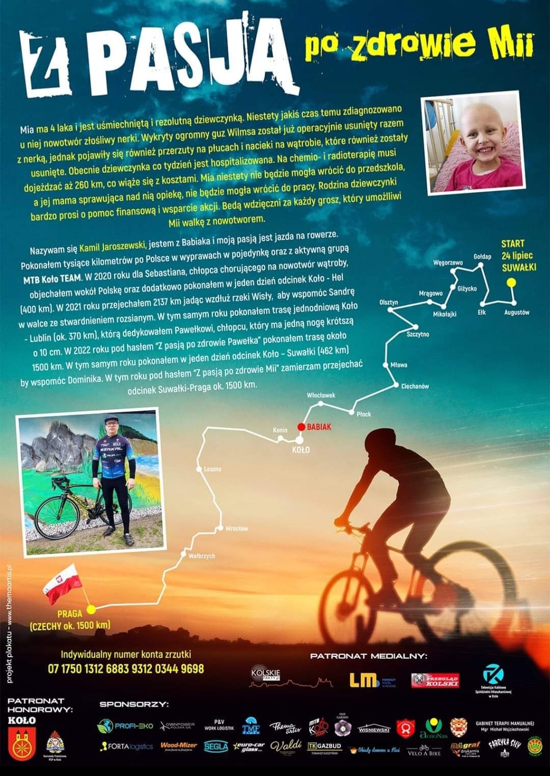 Plakat wyprawy Z pasją po zdrowie Mii, tekst pod plakatem