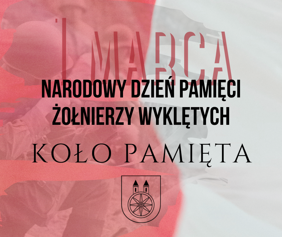 Grafika przedstawia narodowe barwy z napisem 1 MARCA - Narodowy Dzień Pamięci Żołnierzy Wyklętych