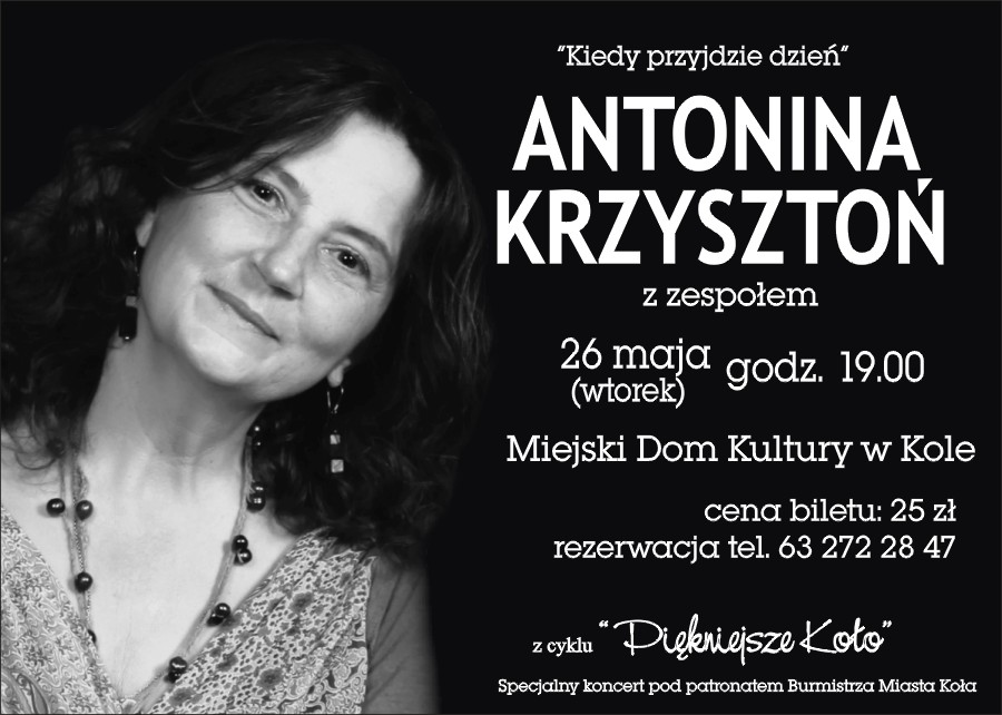 Zapraszamy na koncert Antoniny Krzysztoń z zespołem