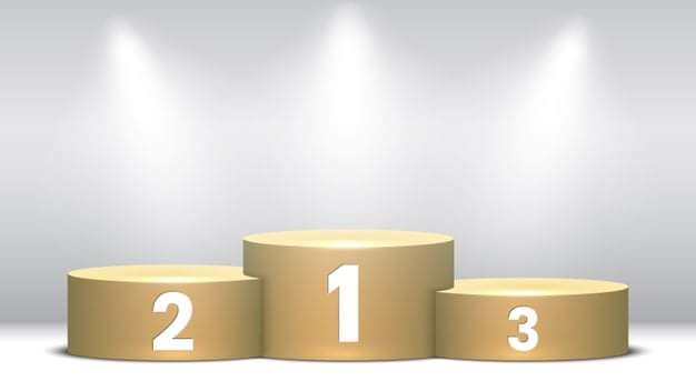 Zdjęcie przedstawia podium sportowe.