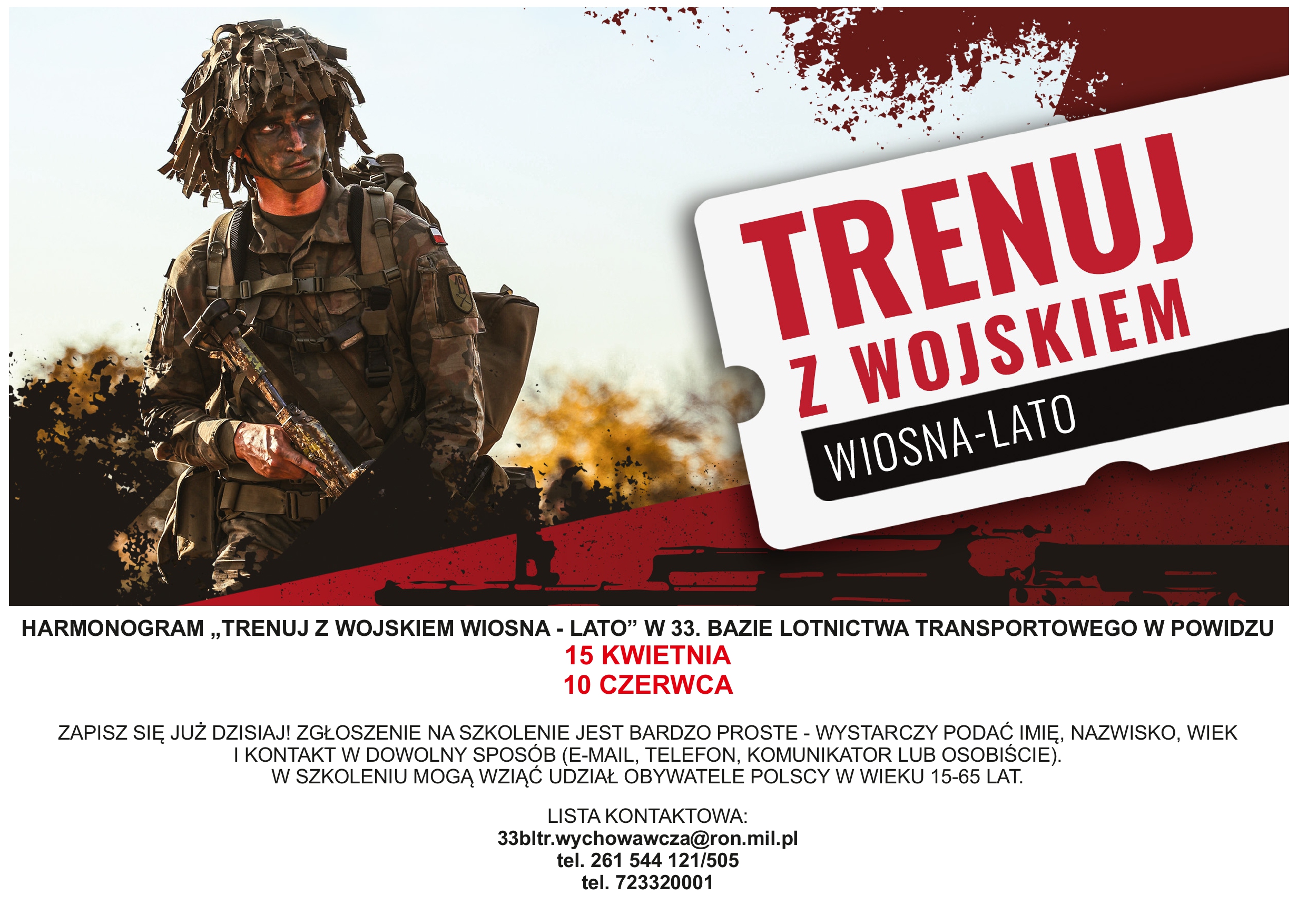 Infografika Trenuj z wojskiem wiosna-lato, tekst pod infografiką.
