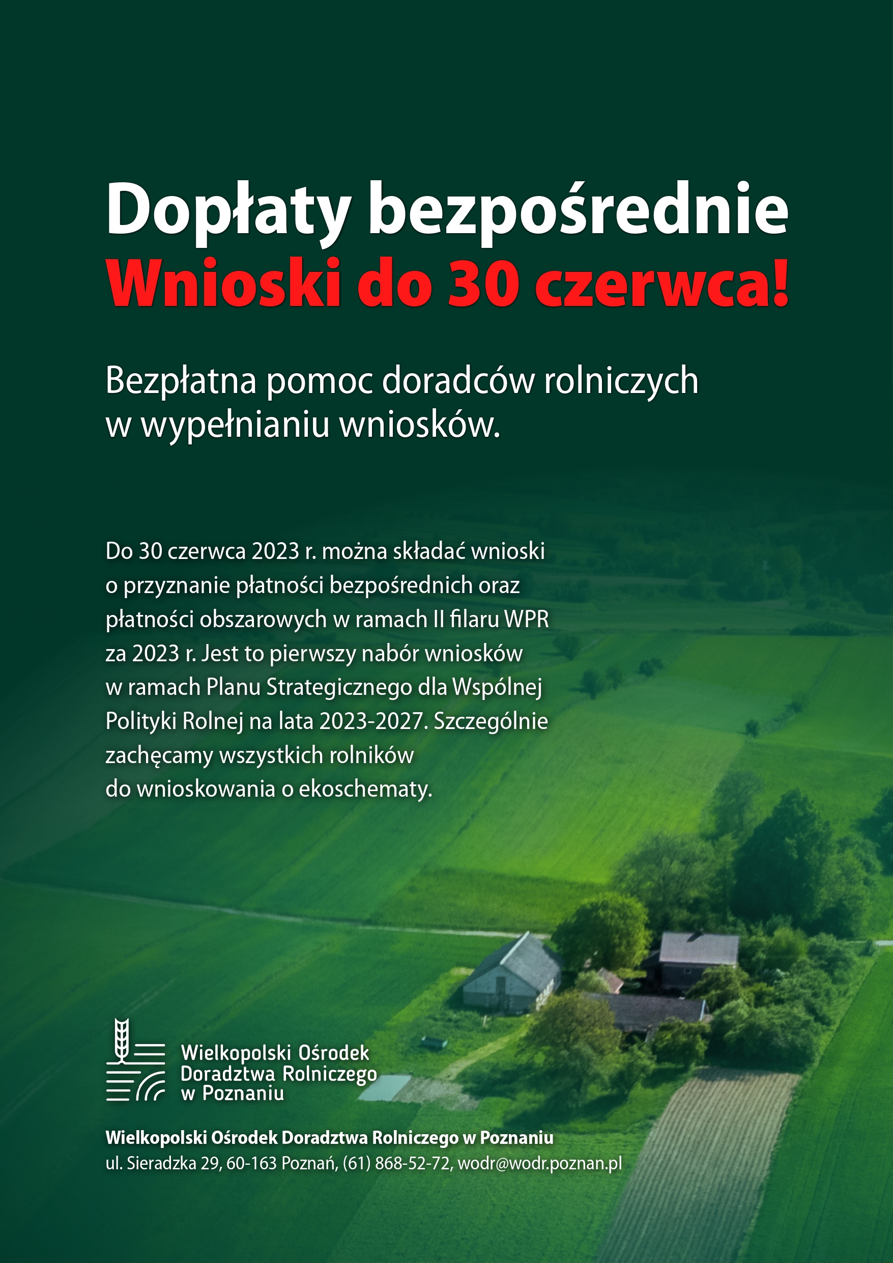 Dopłaty bezpośrednie - plakat Ministerstwa Rolnictwa i Rozwoju Wsi, tekst pod plakatem