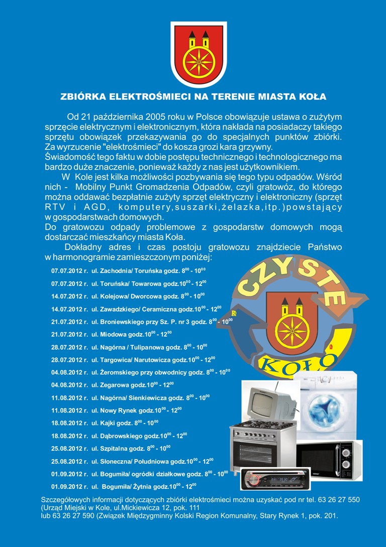 Zbiórka elektrośmieci na terenie miasta Koła