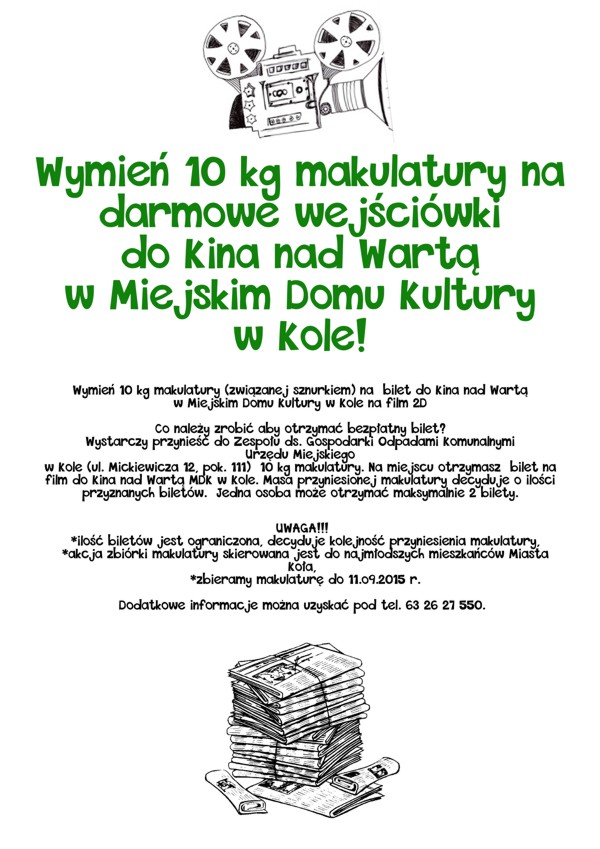 Wymień makulaturę na bilet do kina!