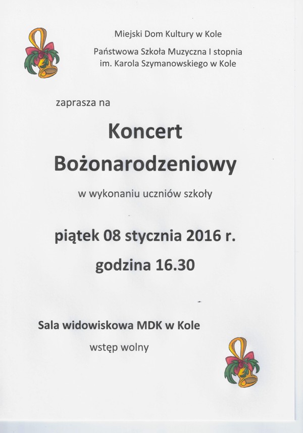 Koncert Bożonarodzeniowy w MDK w Kole