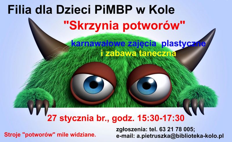 Karnawałowe zajęcia plastyczne i zabawy taneczne w PiMBP