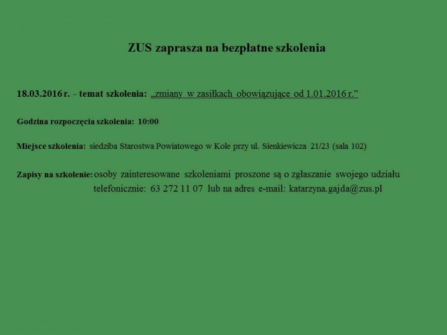 ZUS zaprasza na bezpłatne szkolenia