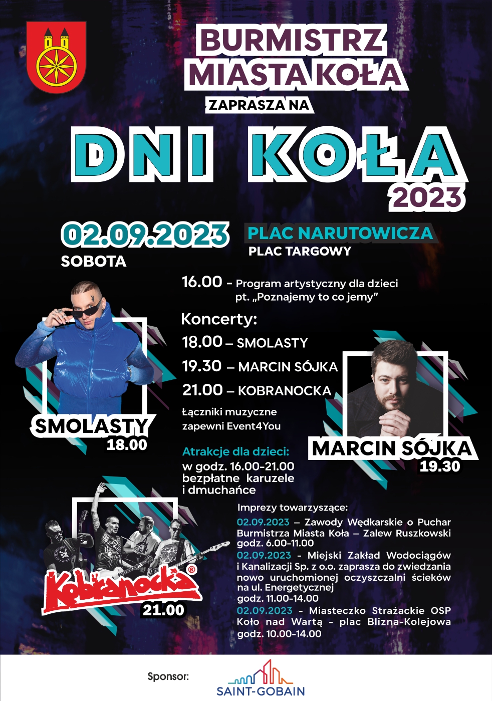 Oficjalny plakat z Programem DNI KOŁA 2023 i wykazem imprez towarzyszących