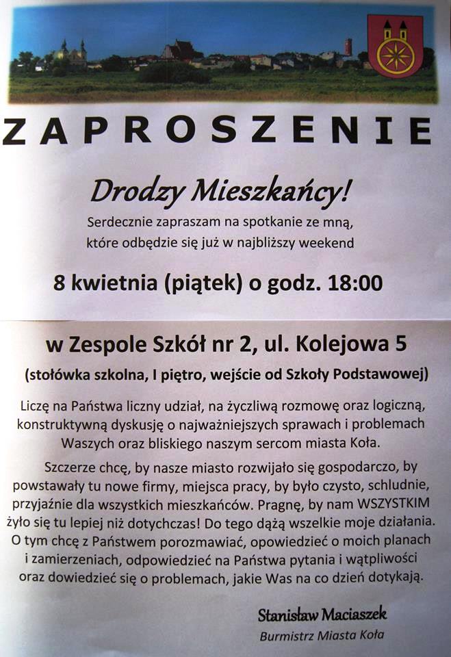 Zaproszenie na spotkanie z mieszkańcami