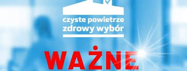 Logotyp programu CZYSTE POWIETRZE z czerwonym napisem WAŻNE