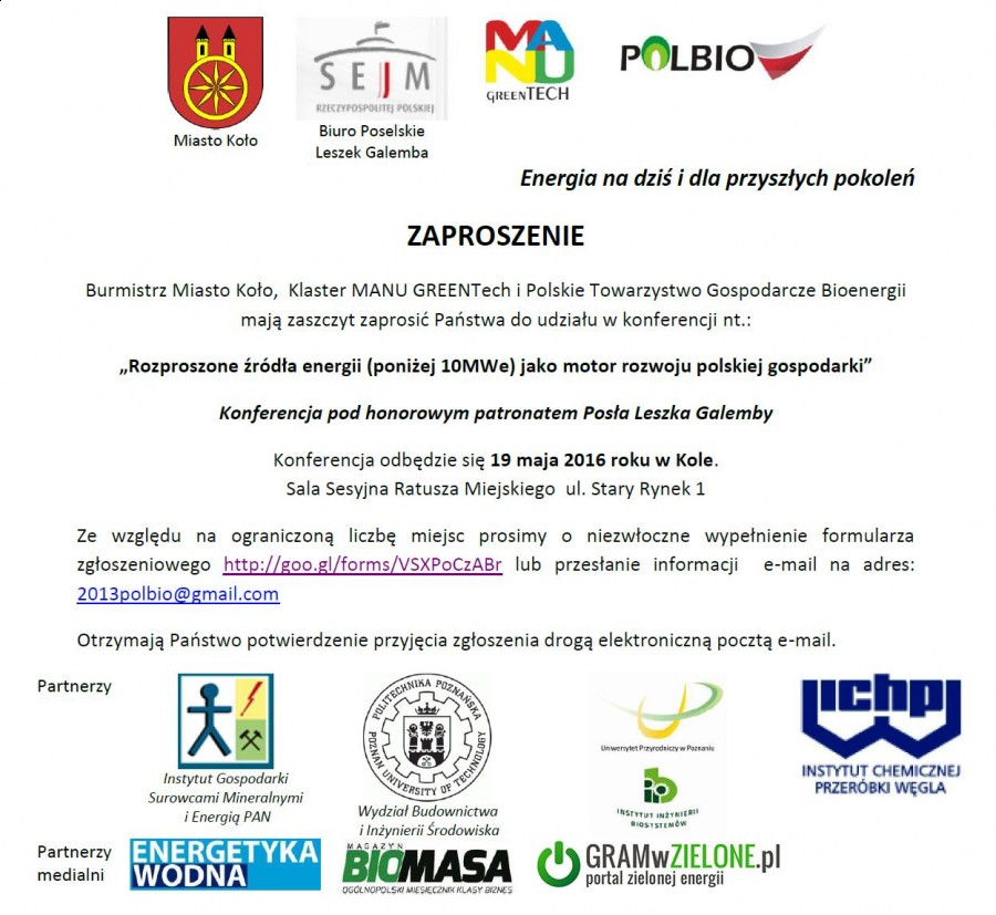 Energia na dziś i dla przyszłych pokoleń - zapraszamy na konferencję