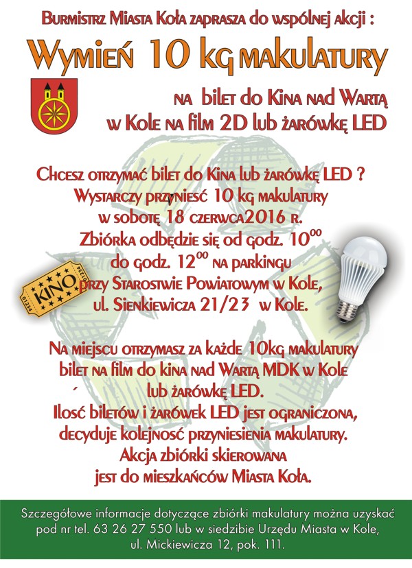 Zachęcamy do udziału w akcji. Bilety i żarówki czekają…