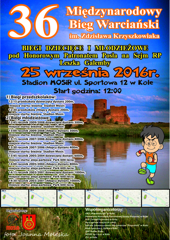 Biegi dziecięce i młodzieżowe w ramach 36. MBW 2016