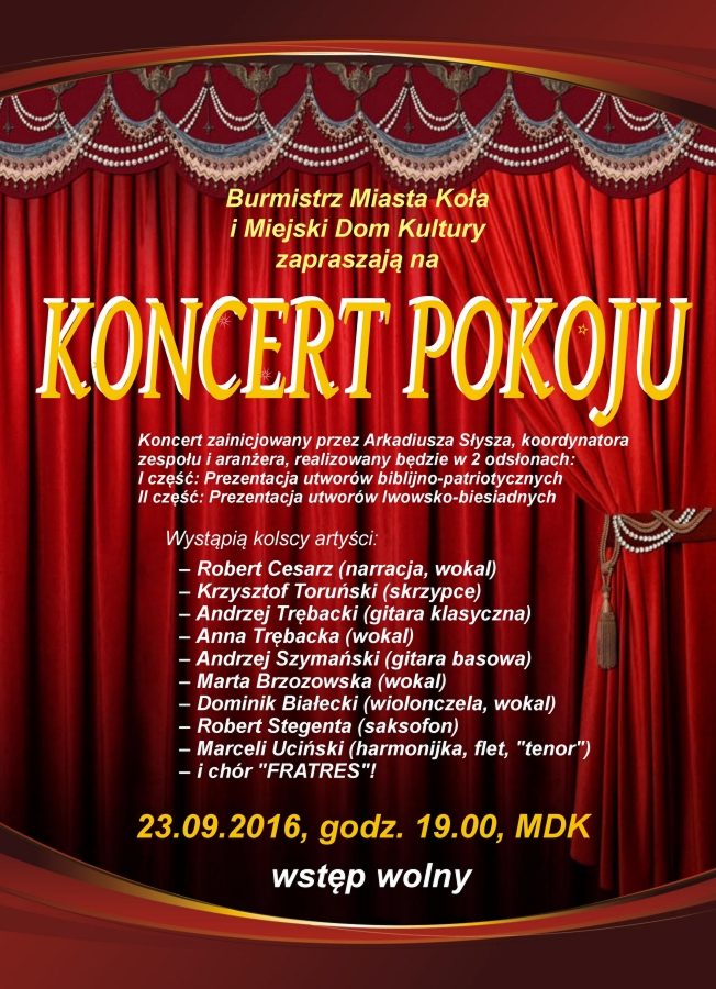 Zapraszamy na Koncert Pokoju
