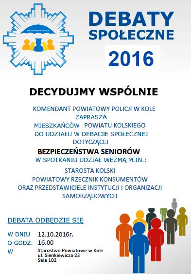 "Debata społeczna 2016" o bezpieczeństwie seniorów