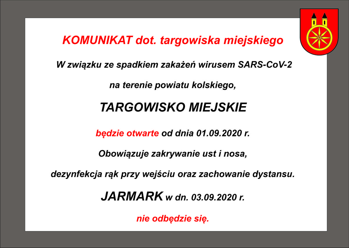 KOMUNIKAT dot. targowiska miejskiego