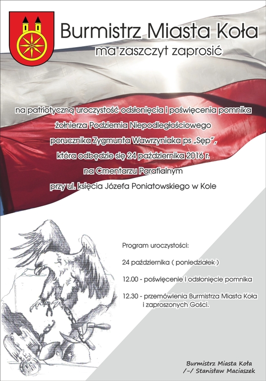 Burmistrz zaprasza na patriotyczną uroczystość