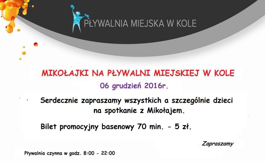 Mikołajki na Pływalni Miejskiej w Kole