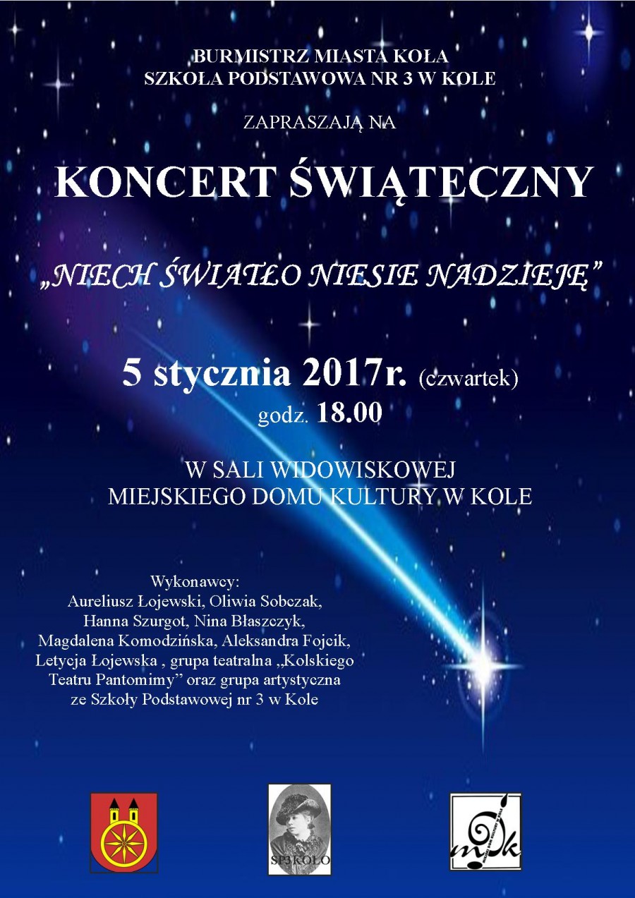 Zapraszamy na Koncert Świąteczny "NIECH ŚWIATŁO NIESIE NADZIEJĘ"