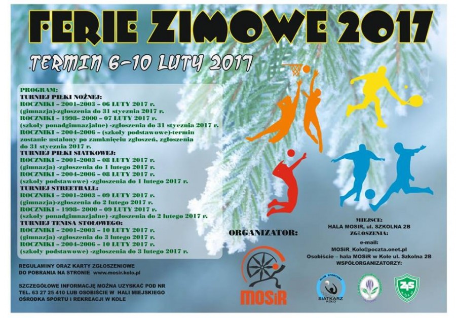 Spędź aktywnie Ferie zimowe 2017 - oferta MOSiR