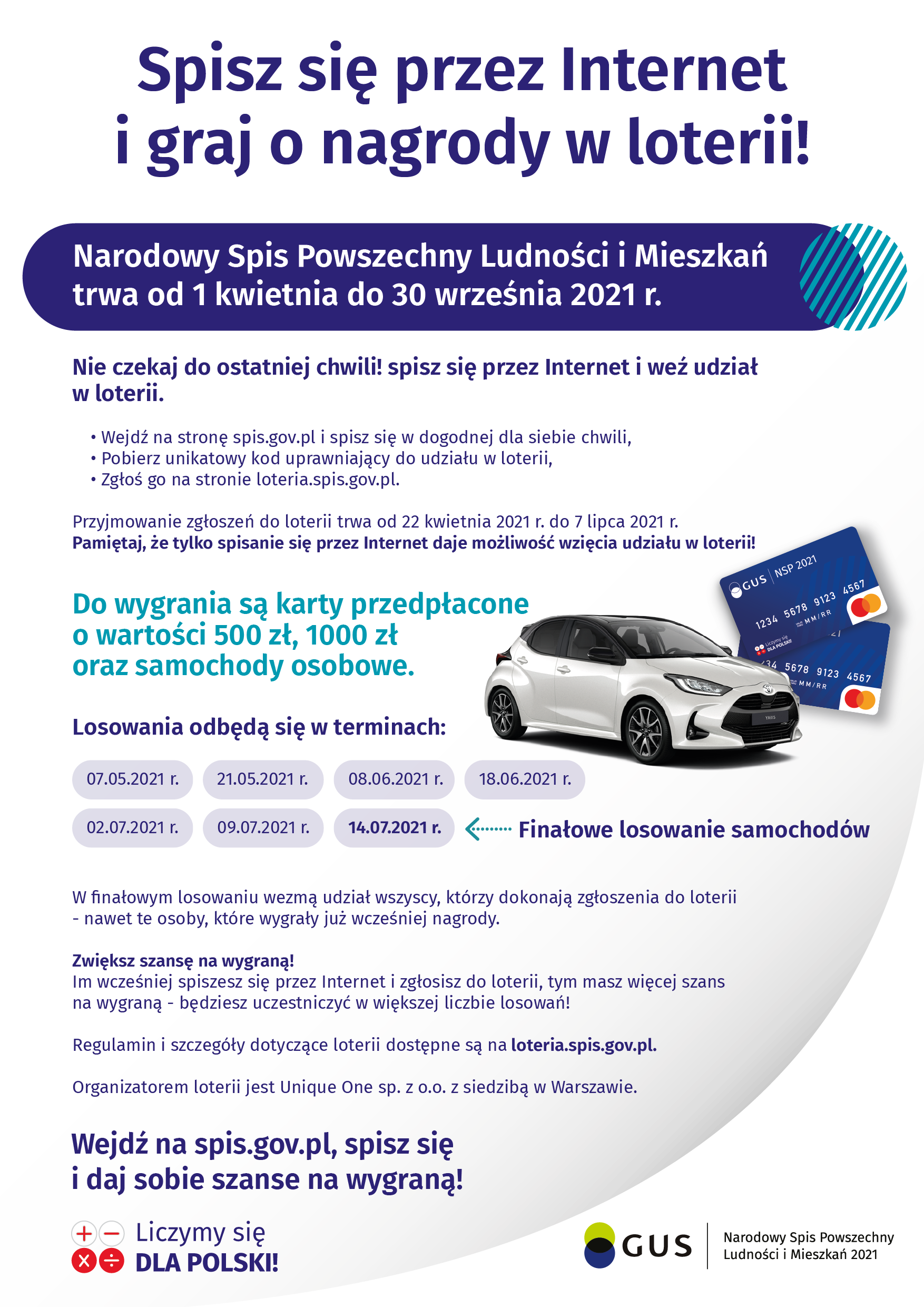 Infografika o loterii w Narodowym Spisie Powszechnym Ludności i Mieszkań 2021