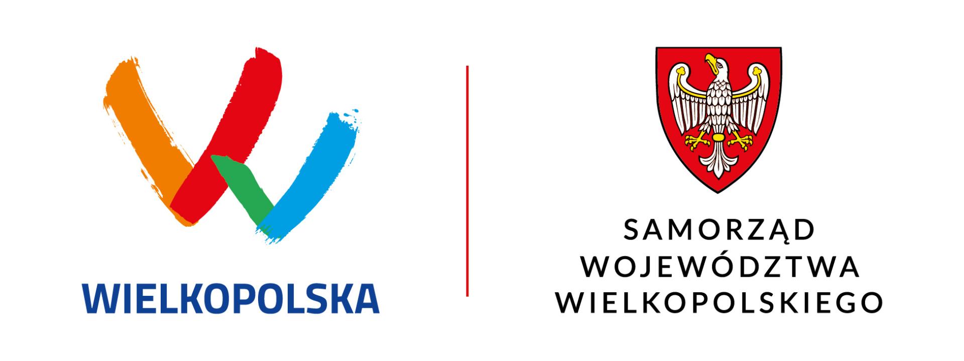 Logo z opisem Wielkopolska i herb z opisem Samorząd Województwa Wielkopolskiego