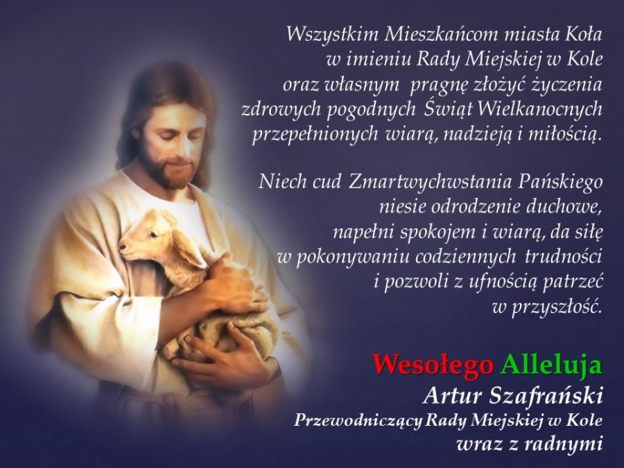 Życzenia Przewodniczącego Rady Miejskiej w Kole wraz z radnymi