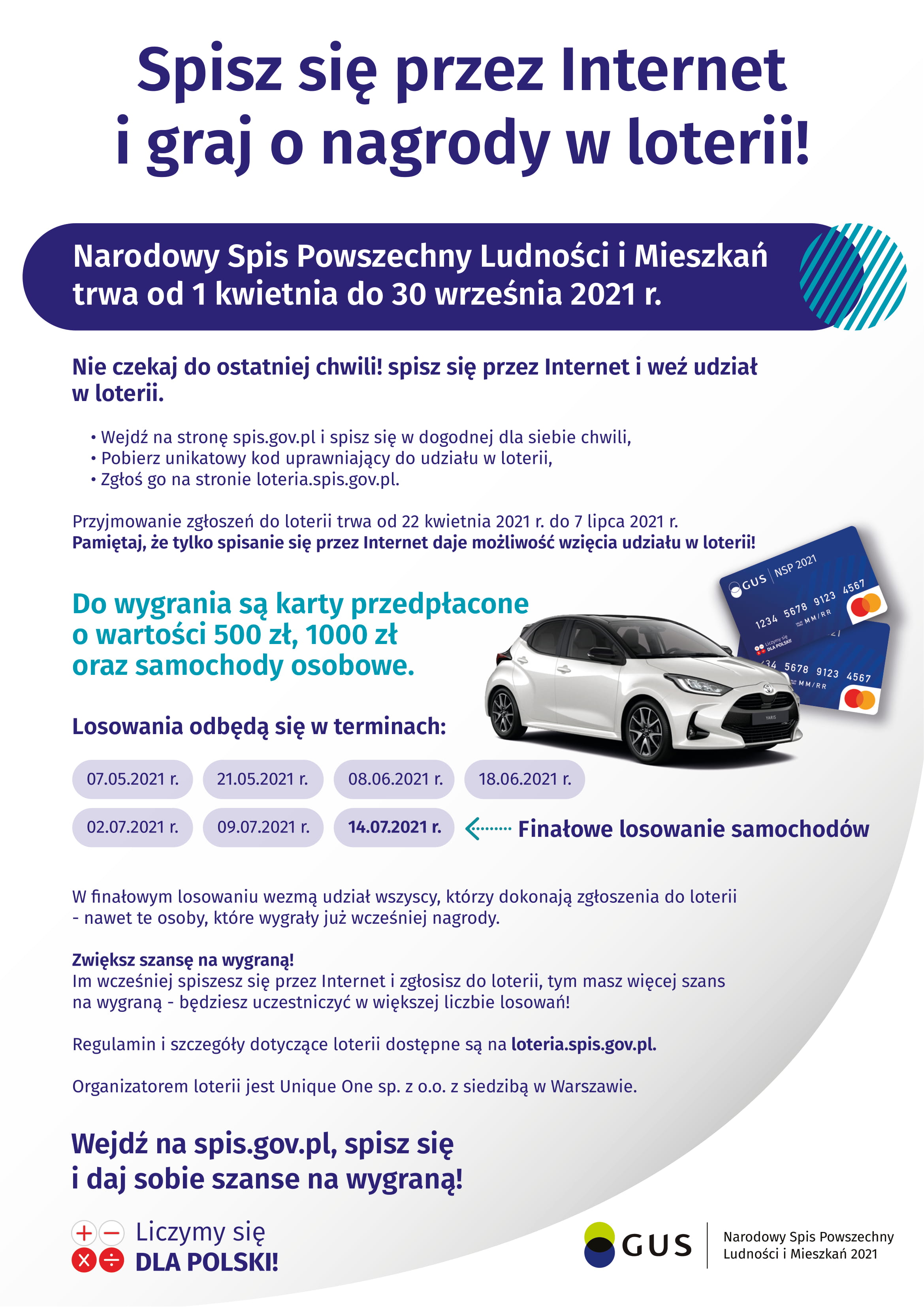 Infografika Loteri Narodowego Spisu Powszechnego Ludności i Mieszkań, tekst pod infografiką.