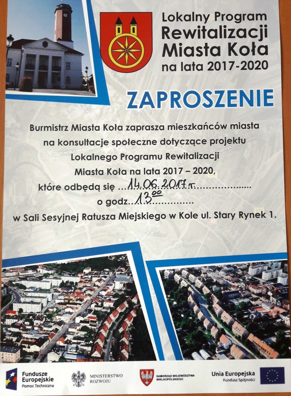 Konsultacje społeczne - Lokalny Program Rewitalizacji Miasta Koła