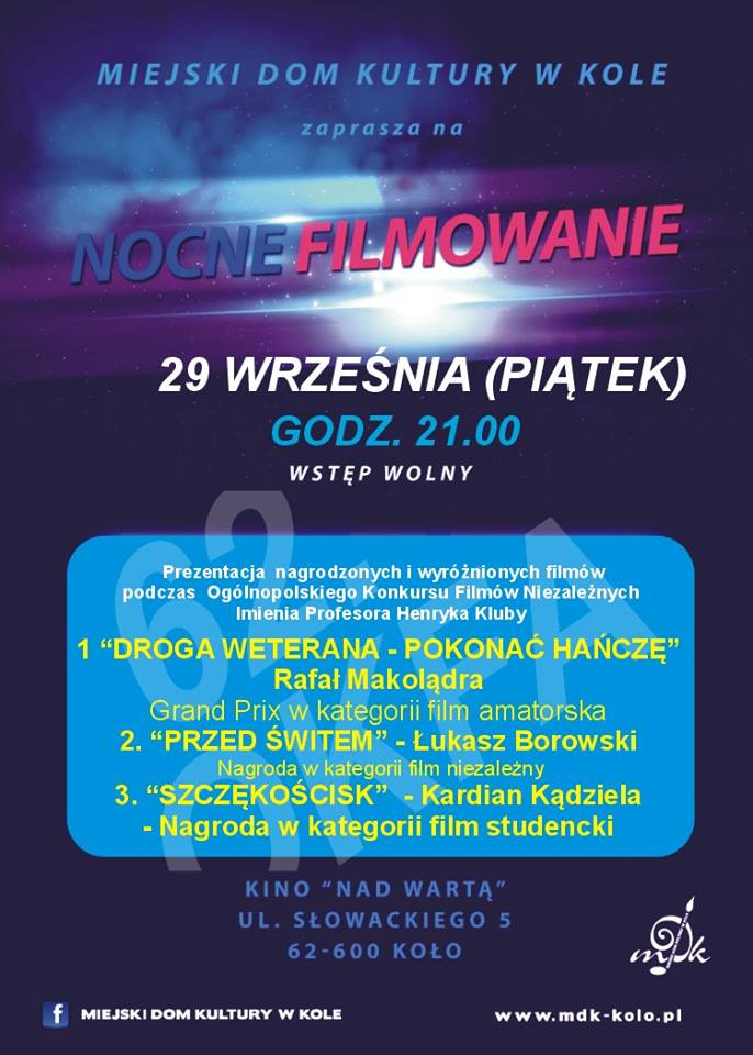 NOCNE FILMOWANIE w kinie „Nad Wartą”