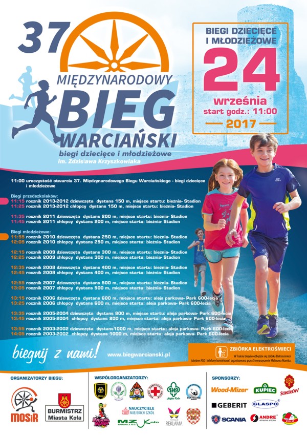 Biegi dziecięce i młodzieżowe w ramach 37. MBW 2017
