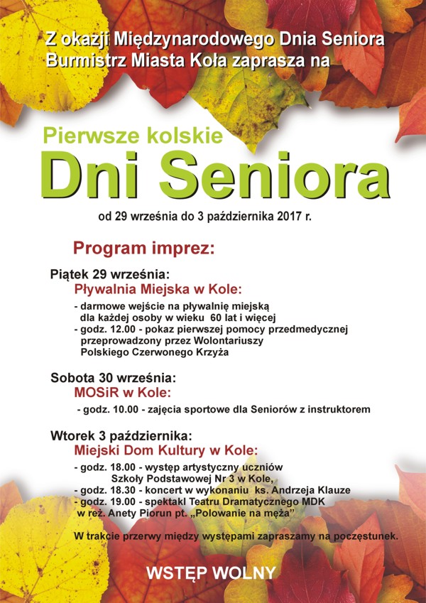 Zapraszamy na Pierwsze Kolskie Dni Seniora