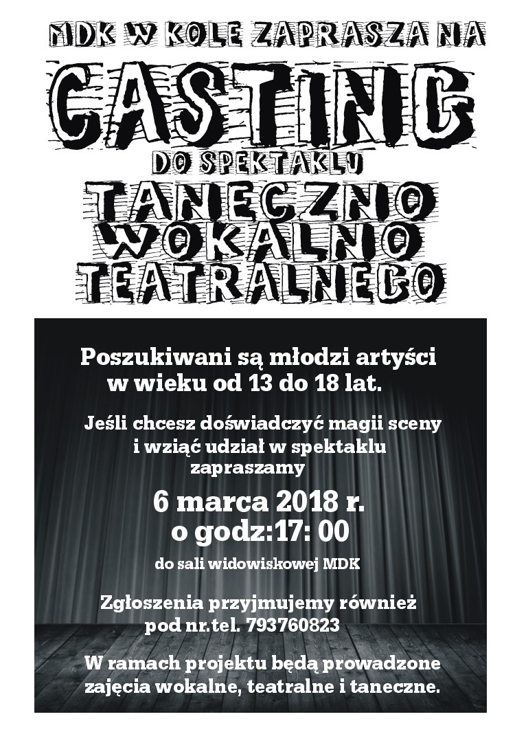 MDK zaprasza na casting do spektaklu taneczno-wokalno-teatralnego