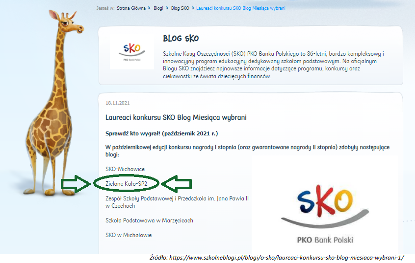 SP Nr 2 tytułem „SKO Blog Miesiąca Października”